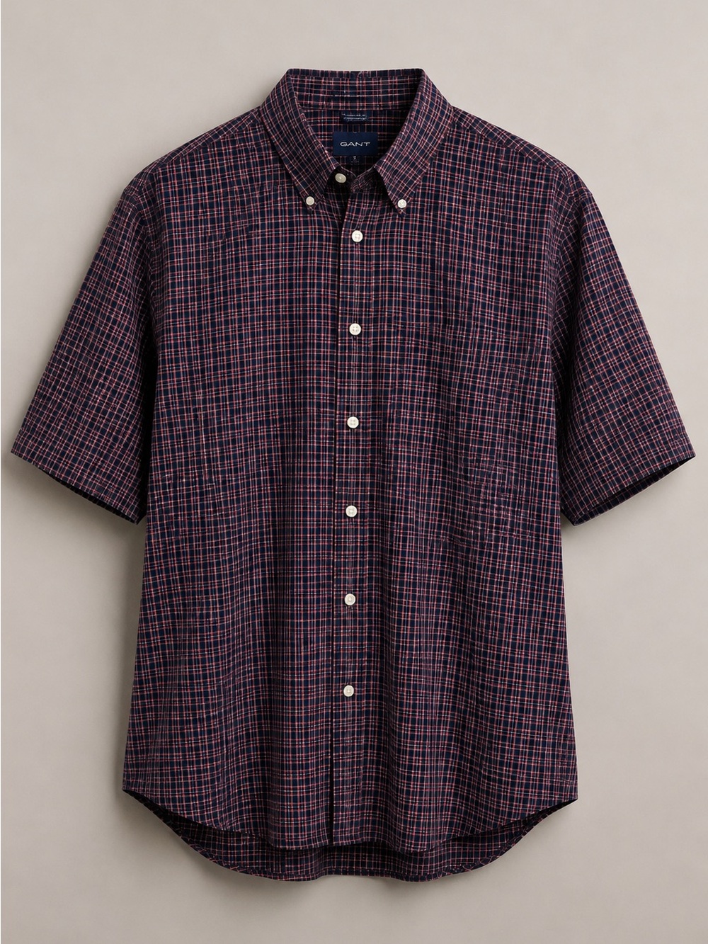 Vintage GANT Men’s XL Navy Red Plaid Short Sleeve Button Down Shirt - Picture 1 of 1